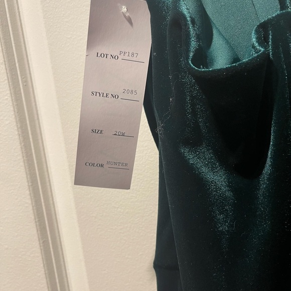 Beautiful hunter green velour bridesmaid dress, size 20W. Unaltered + never worn - Picture 4 of 6